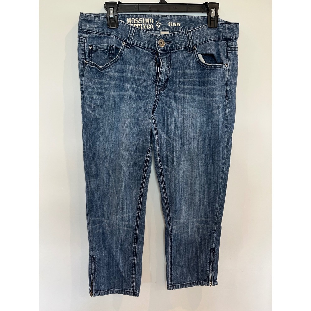 Mossimo Supply Co Skinny Cropped Jeans Medium Wash Ankle Zip Blue Size 15 - B032